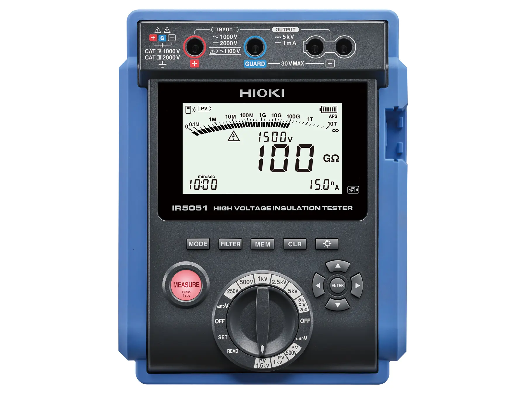 HIOKI IR5051 portable high voltage insulation tester with pv function cat iii 2000v