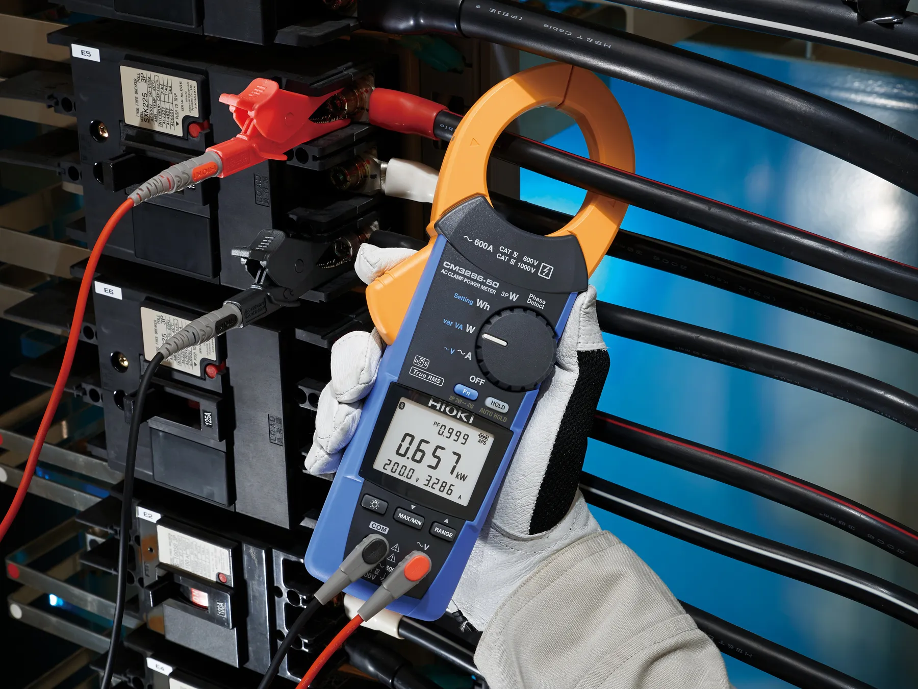 HIOKI CM3286-90 clamp power meter with bluetooth included L9257 connection cable crocodile clip set