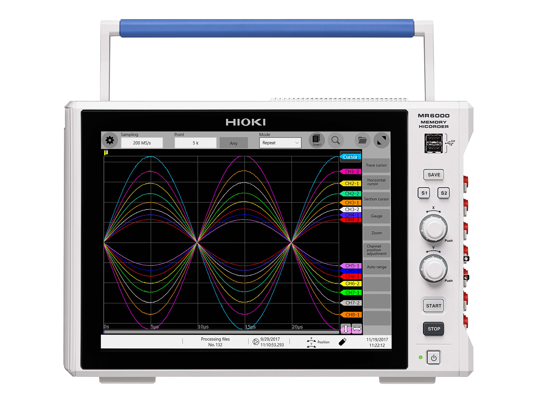 MR6000 - 32-channel modular memory recorder, 200 MS/s, 1000V, touchscreen