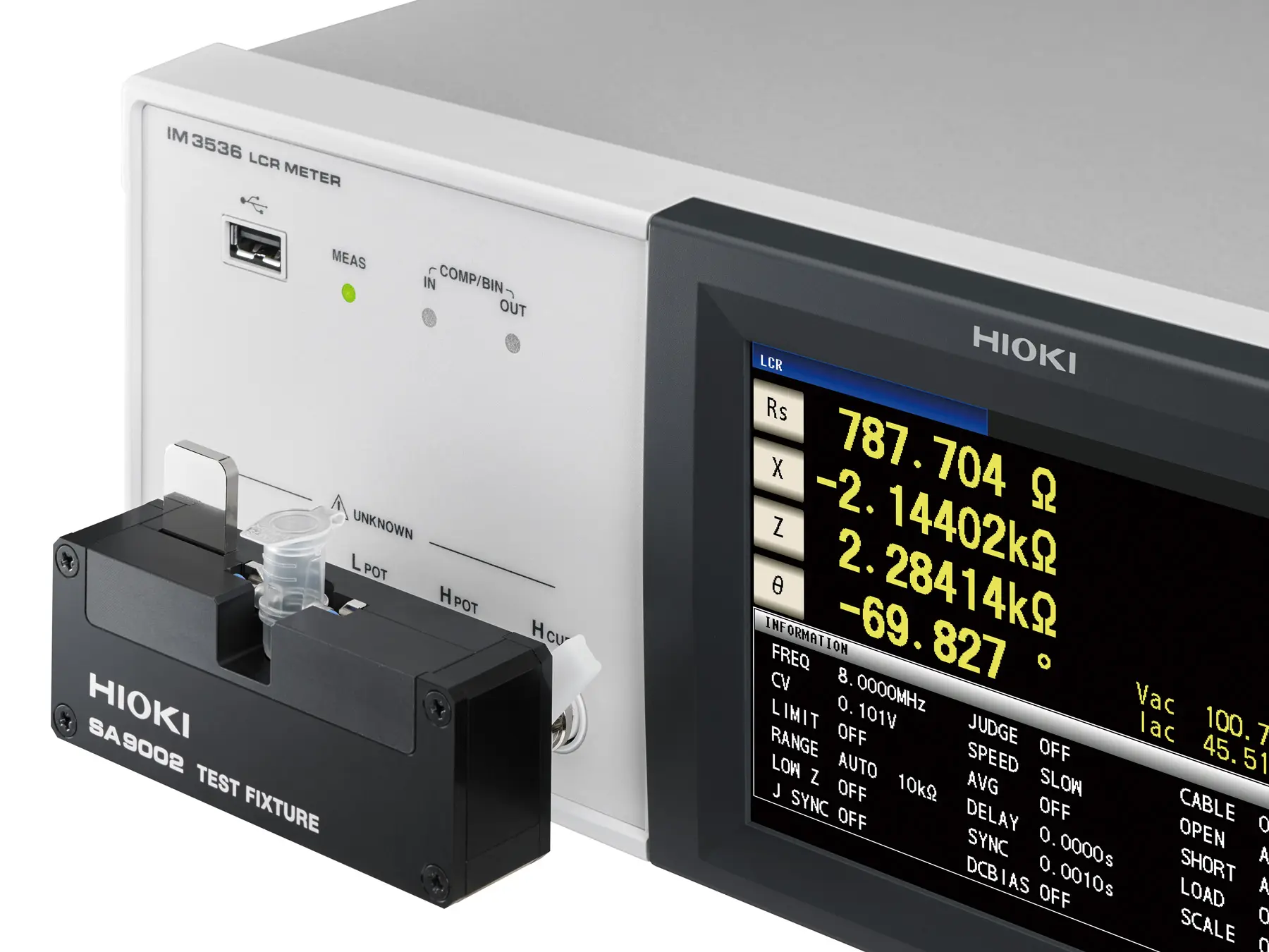 HIOKI SA9002 test fixture for im3536 lcr meter slurry analysis