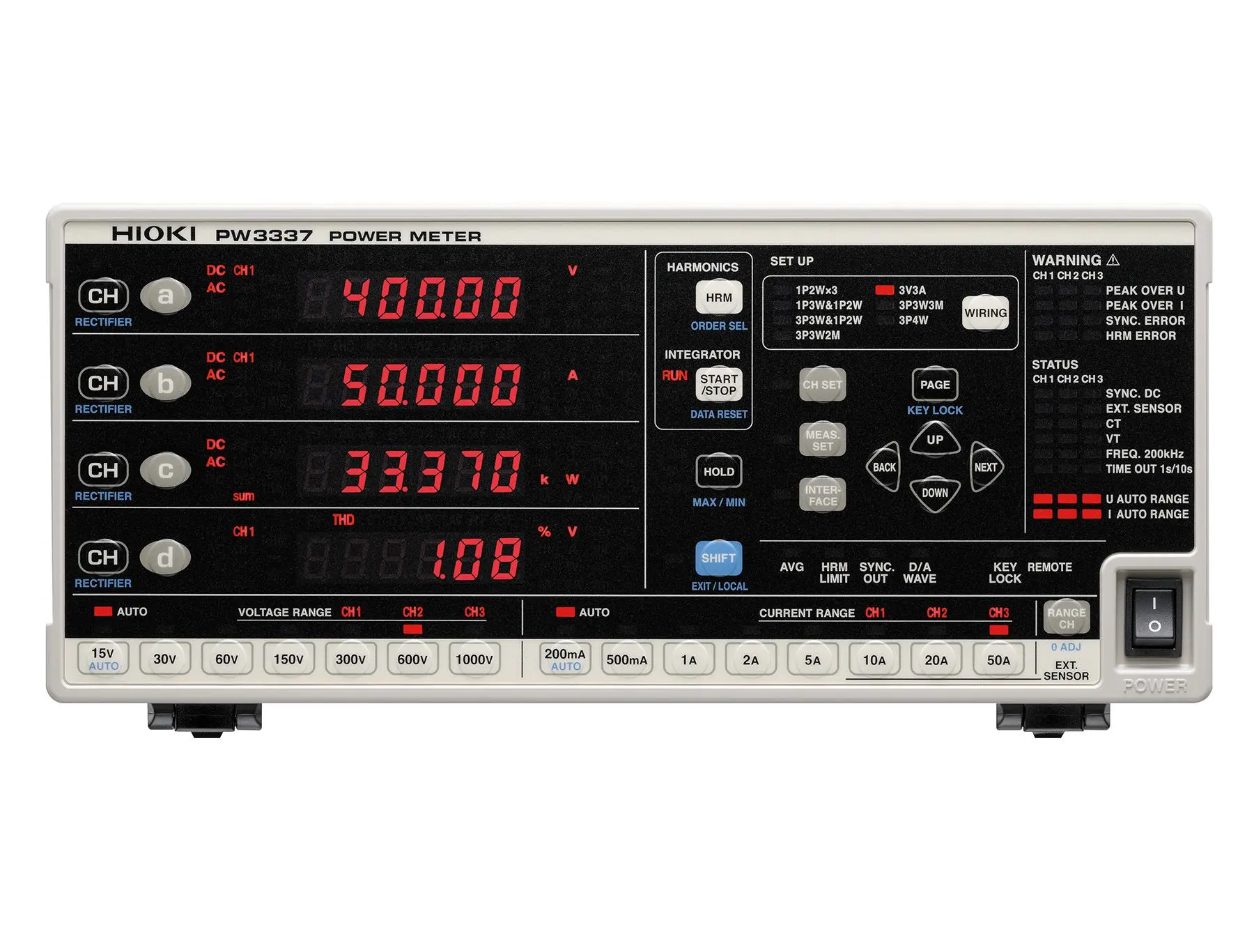 PW3337-01 - 3-channel AC/DC power meter up to 65 A and 1000 V, GPIB PW3337-01 - 3-channel AC/DC power meter up to 65 A and 1000 V, GPIB