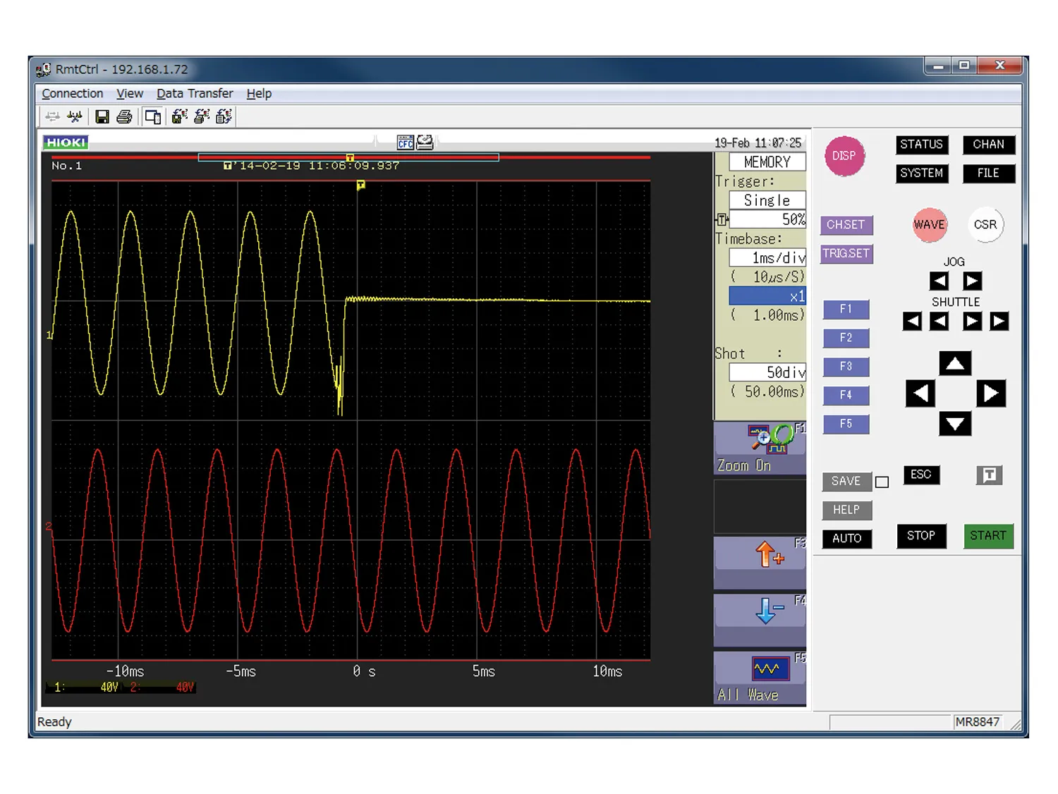 HIOKI 9333-01 LAN communicator waveform data processing