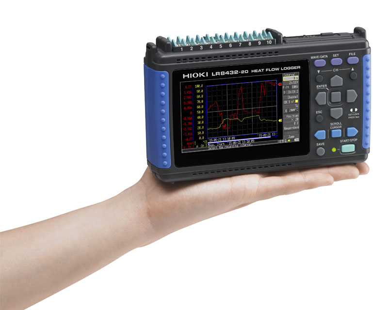 LR8432-20 - 10-channel handheld data logger with native support for heat flow sensors