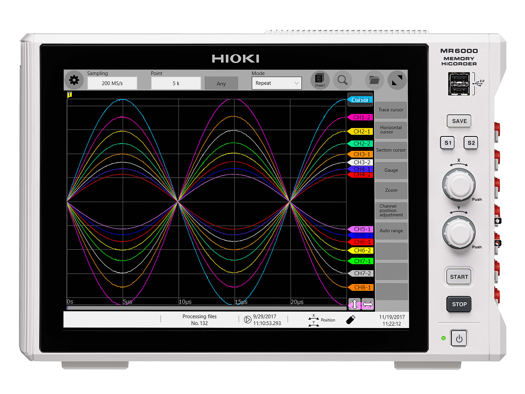 MR6000 - 32-channel modular memory recorder, 200 MS/s, 1000V, touchscreen