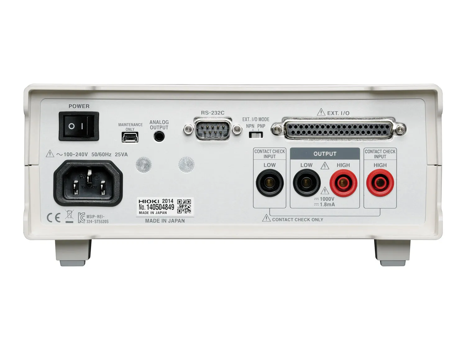 HIOKI ST5520 insulation tester upper lower limits backside