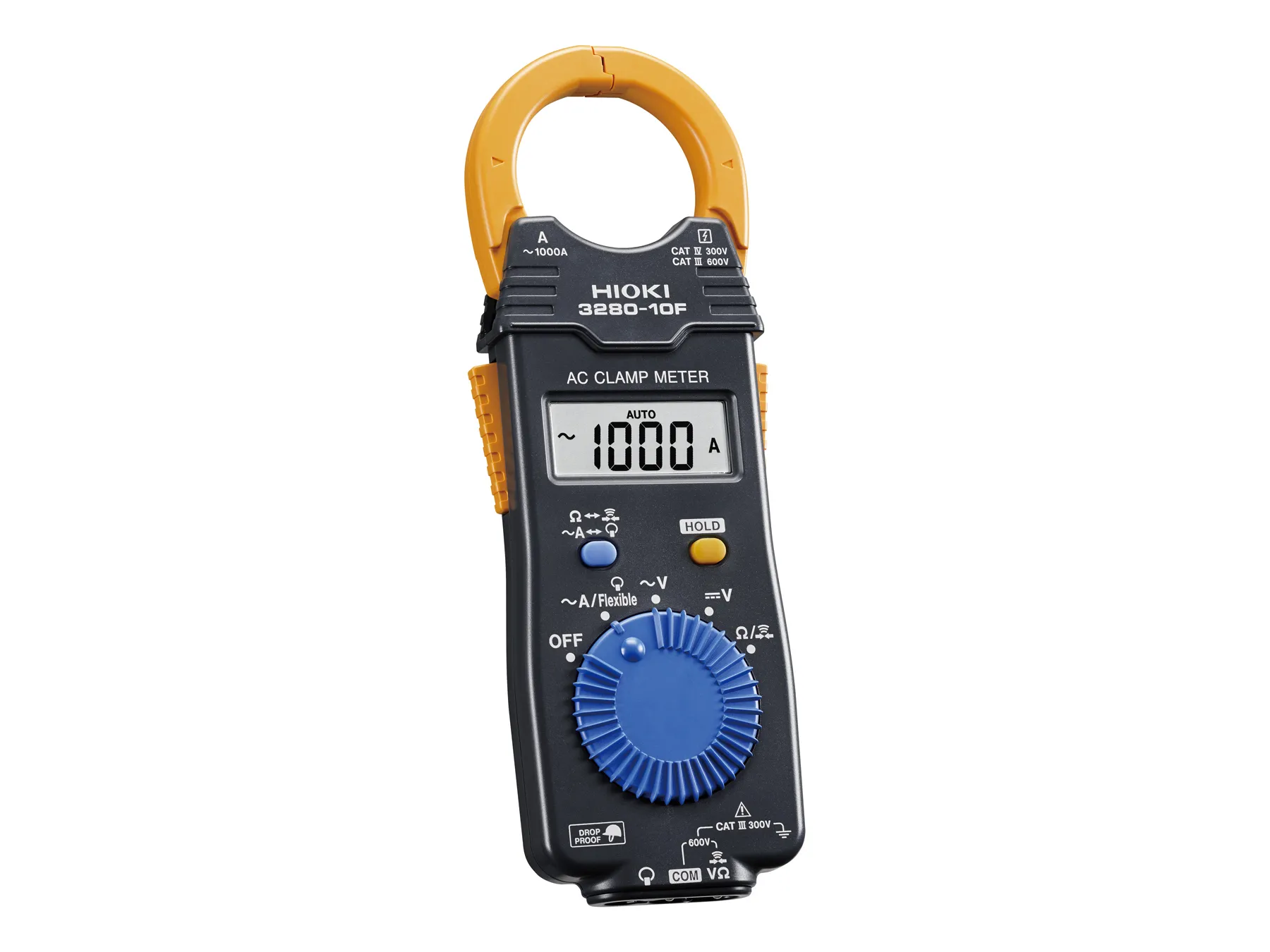 HIOKI 3280-10F ac clamp meter with 3 current ranges up to 1000 a voltage drop protection 1 m