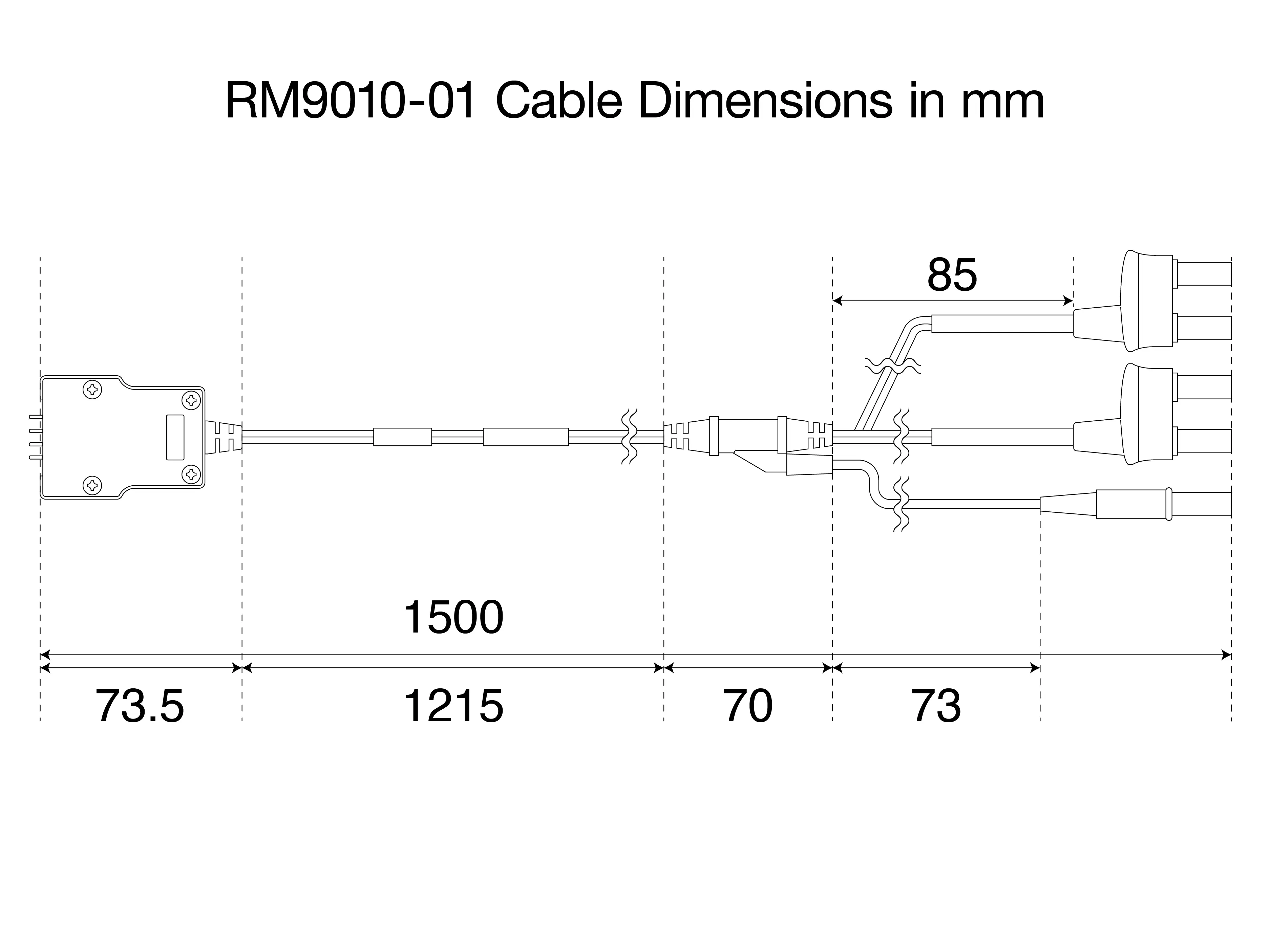 HIOKI RM9010-01 cable dimensions