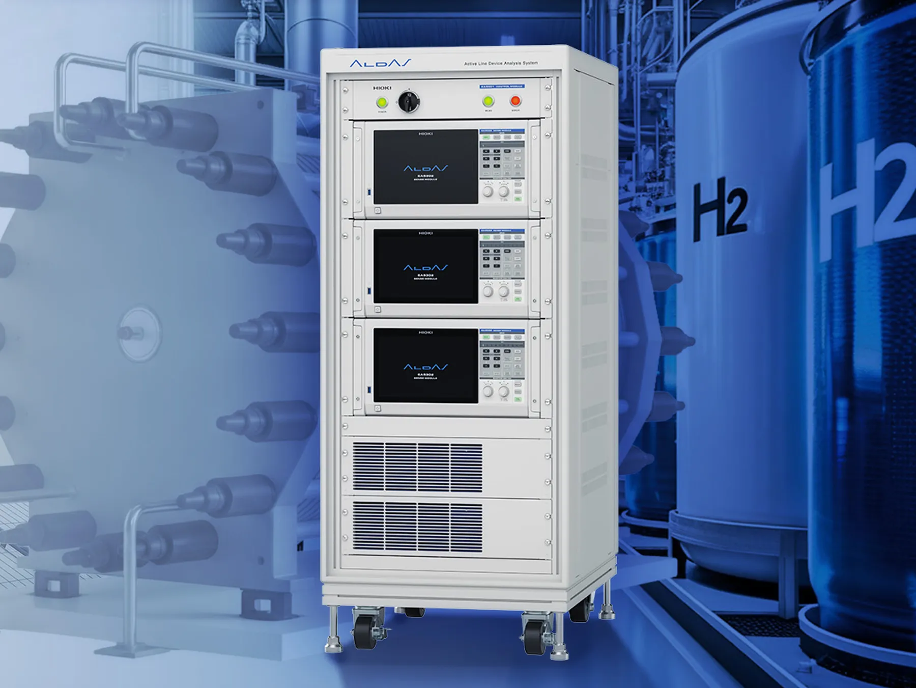 HIOKI ALDAS E eis measurement system for kW to MW class electrolysis and fuel cell stacks below 8 minutes