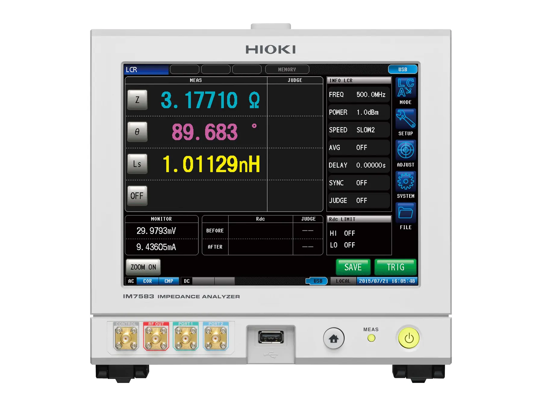 HIOKI IM7583 high frequency impedance analyzer 1mhz to 600mhz