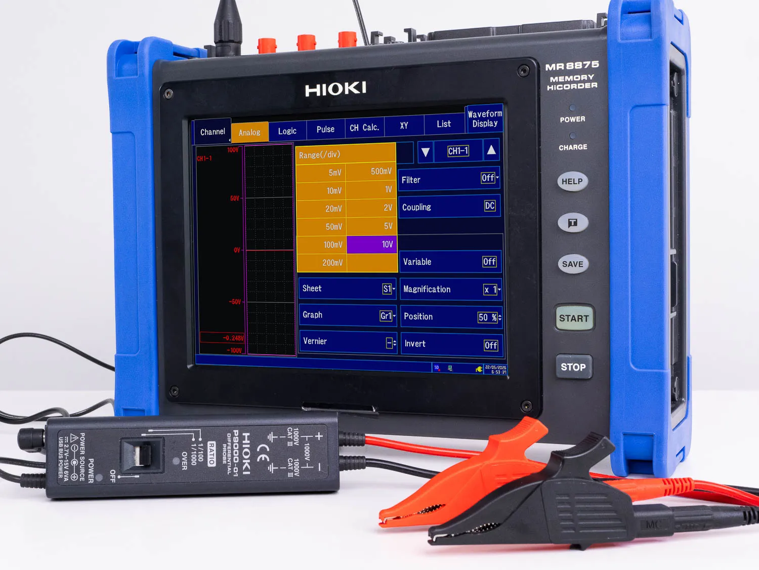 HIOKI P9000-01 differential probe compatible with MR8875 memory recorder