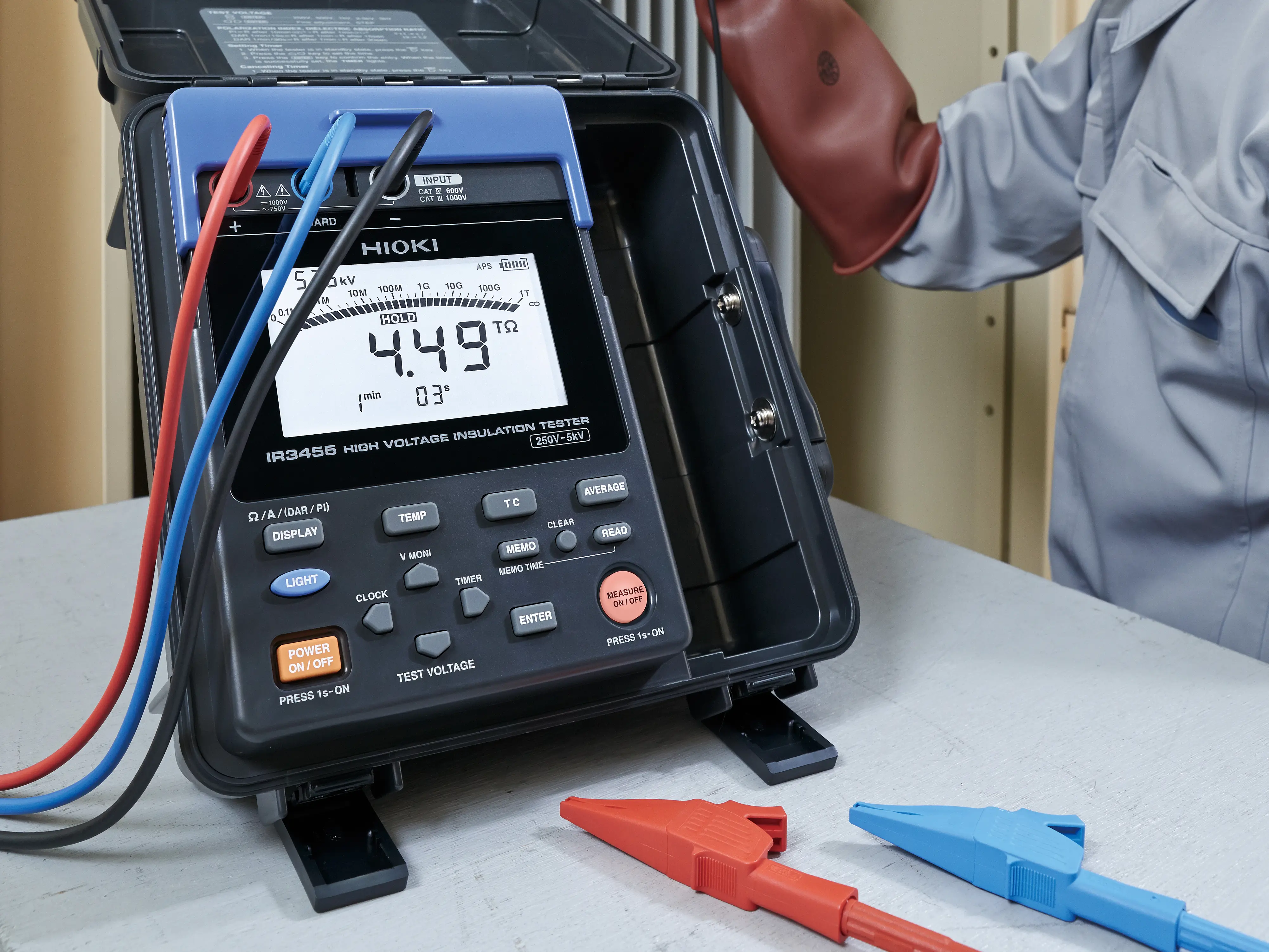 HIOKI 9750-12 measuring line 10m 4mm safety connectors compatible with ir3455