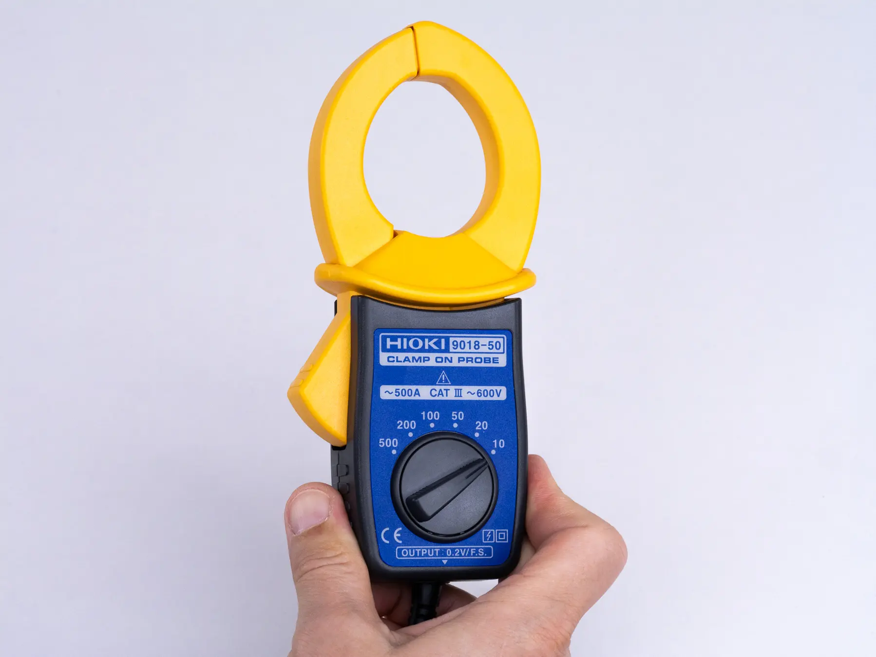 HIOKI 9018-50 ac multi range current clamp 500a 3khz bnc output 6 selectable ranges from 10a to 500a ac