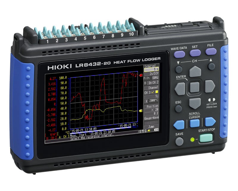 LR8432-20 - 10-channel handheld data logger with native support for heat flow sensors