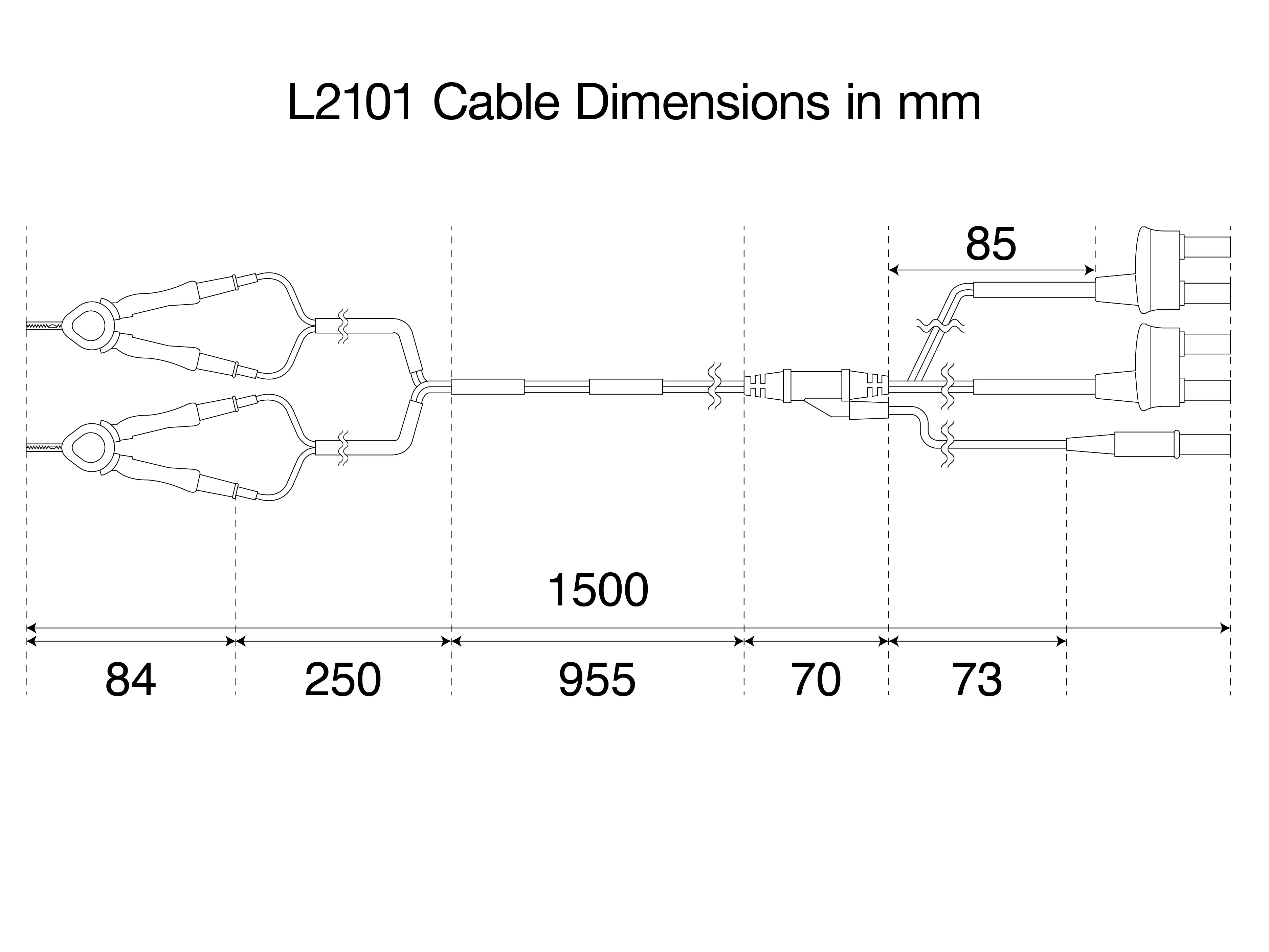 HIOKI L2101 clip type lead cable dimensions