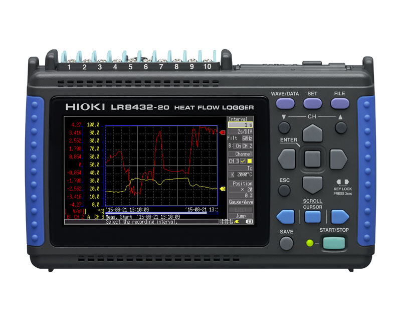 LR8432-20 - 10-channel handheld data logger with native support for heat flow sensors