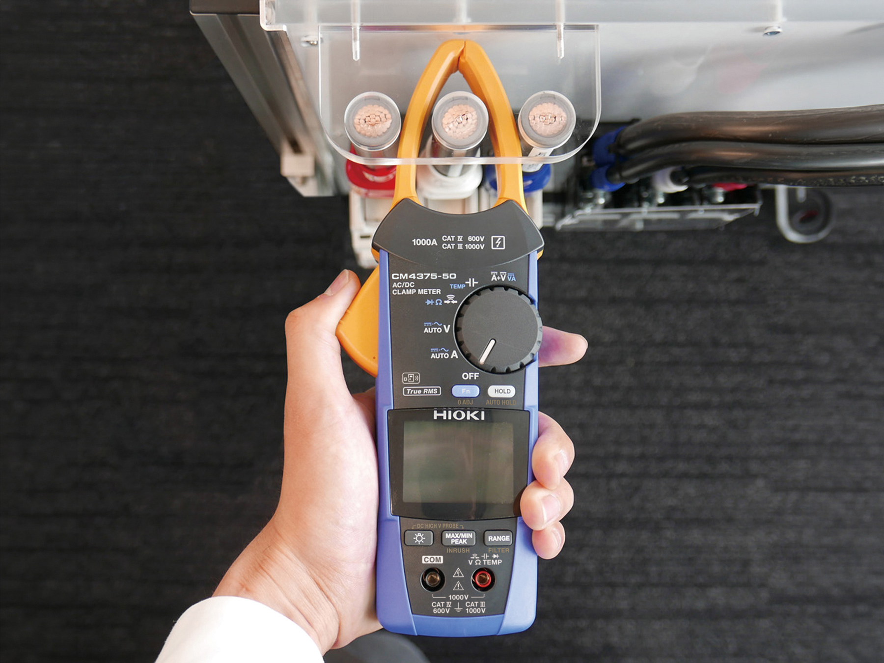 HIOKI CM4375-93 clamp multimeter slim jaws tight spaces