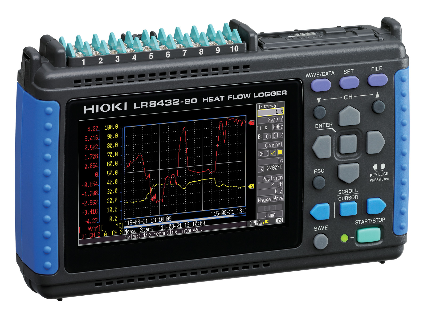 LR8432 - Handheld 10-channel Data Logger with native support for heat flow sensors