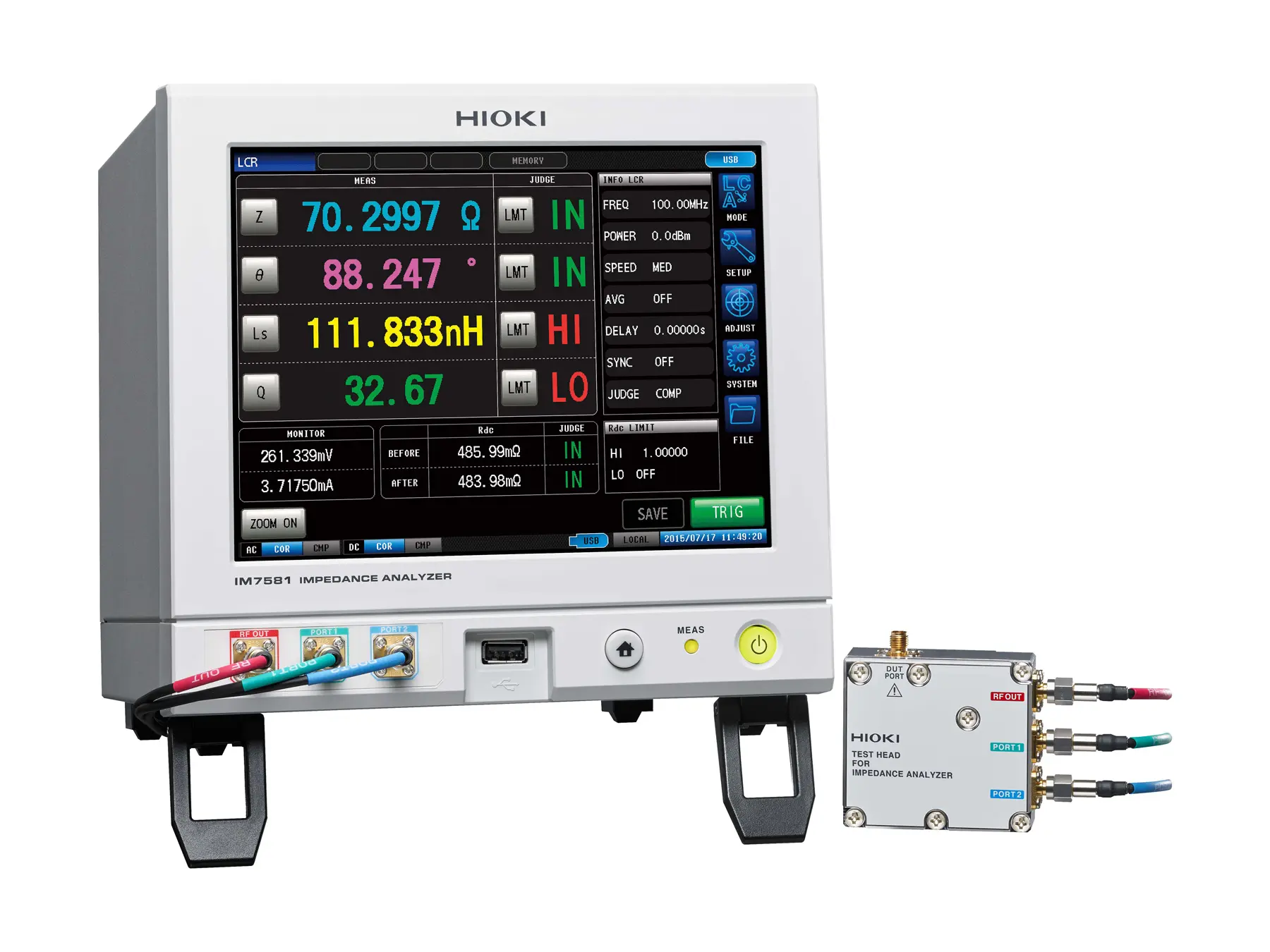 HIOKI IM7581 impedance analyzer for hf components 100khz to 300mhz typical repeatability 0-07percent
