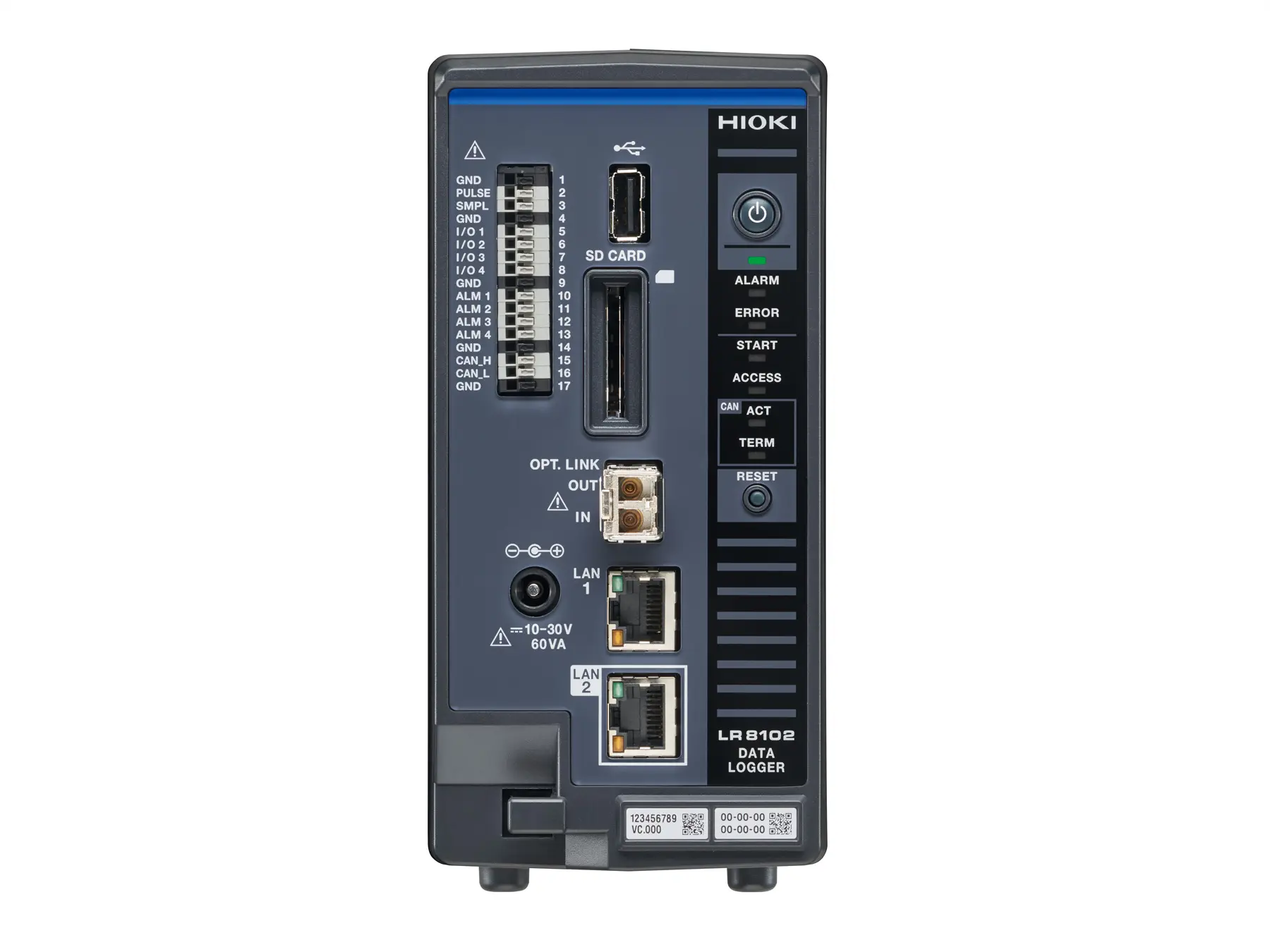HIOKI LR8102 modular multi-channel data logger optical sync UDP CAN